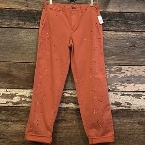 NWT Gap Tall Boyfriend Paint Splatter Straight Leg Khakis